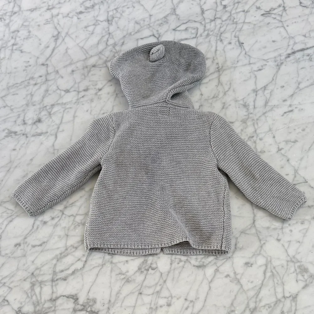 Gray Knit Baby Cardigan Sz 6-12 Mo Bear Ears Gap